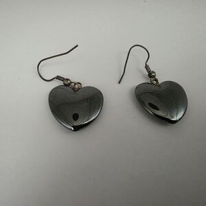 Handmade Hematite Earrings Fishhook Vintage